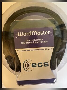 WordMaster Deluxe Overhead USB Transcription Headset - Black- NIB/NWT